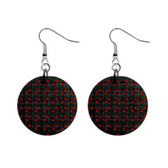 Roses Black Plaid Mini Button Earrings