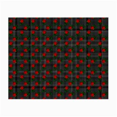 Roses Black Plaid Small Glasses Cloth (2-side)