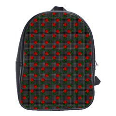 Roses Black Plaid School Bag (large) by snowwhitegirl