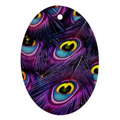 Peacock Feathers Purple Oval Ornament (two Sides) by snowwhitegirl