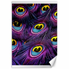 Peacock Feathers Purple Canvas 12  X 18  by snowwhitegirl