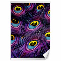 Peacock Feathers Purple Canvas 24  X 36  by snowwhitegirl