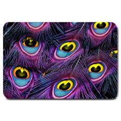 Peacock Feathers Purple Large Doormat  by snowwhitegirl