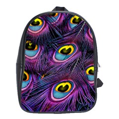 Peacock Feathers Purple School Bag (large)