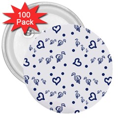 Duck Family Blue Pattern 3  Buttons (100 Pack)  by snowwhitegirl