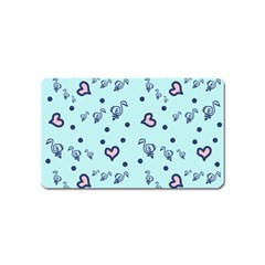 Duck Family Blue Pink Hearts Pattern Magnet (Name Card)