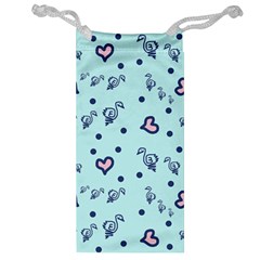 Duck Family Blue Pink Hearts Pattern Jewelry Bag