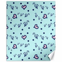 Duck Family Blue Pink Hearts Pattern Canvas 16  X 20 