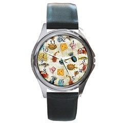 Sea World Vintage Pattern Round Metal Watch by Valentinaart