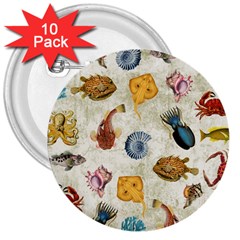 Sea World Vintage Pattern 3  Buttons (10 Pack)  by Valentinaart