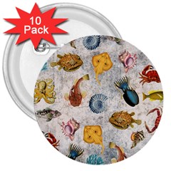 Sea World Vintage Pattern 3  Buttons (10 Pack) 