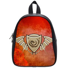 Wonderful Dragon On A Shield With Wings School Bag (small) by FantasyWorld7
