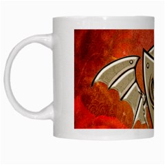 Wonderful Dragon On A Shield With Wings White Mugs by FantasyWorld7