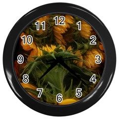 Bunch of Sunflowers Wall Clock (Black)