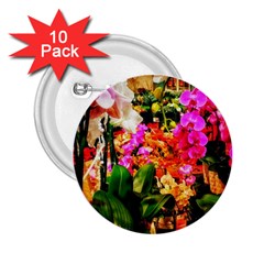 Orchids in the Market 2.25  Buttons (10 pack) 