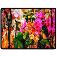 Orchids in the Market Double Sided Fleece Blanket (Large) 