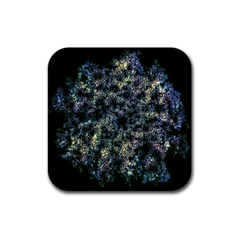 Queen Annes Lace In Blue And Yellow Rubber Square Coaster (4 Pack)  by okhismakingart