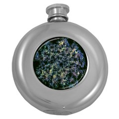 Queen Annes Lace In Blue And Yellow Round Hip Flask (5 Oz) by okhismakingart