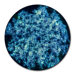 Queen Annes Lace In Neon Blue Round Mousepads by okhismakingart