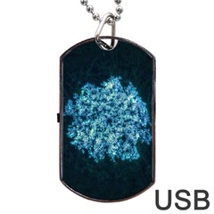 Queen Annes Lace In Neon Blue Dog Tag Usb Flash (one Side) by okhismakingart