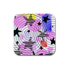 Stars And Spirals Rubber Square Coaster (4 Pack)  by okhismakingart