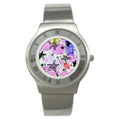 Stars And Spirals Stainless Steel Watch by okhismakingart