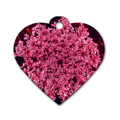 Queen Annes Lace In Red Part Ii Dog Tag Heart (one Side) by okhismakingart