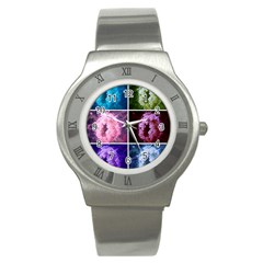 Closing Queen Annes Lace Collage (vertical) Stainless Steel Watch by okhismakingart