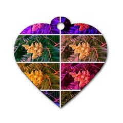 Sideways Sumac Collage Dog Tag Heart (two Sides)