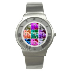 Color Block Queen Annes Lace Collage Stainless Steel Watch by okhismakingart