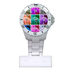 Color Block Queen Annes Lace Collage Plastic Nurses Watch by okhismakingart