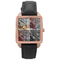 Winter Tulips Rose Gold Leather Watch  by okhismakingart