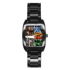 Floral Collage Stainless Steel Barrel Watch by okhismakingart