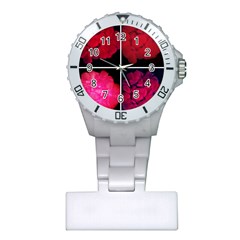 Geranium Collage Plastic Nurses Watch by okhismakingart