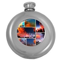 Sunset Collage Round Hip Flask (5 Oz) by okhismakingart