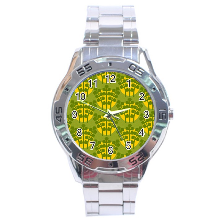 Texture Plant Herbs Green Stainless Steel Analogue Watch