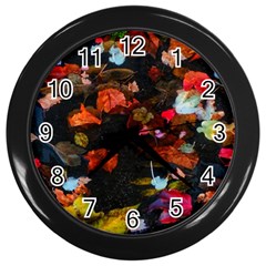 Leaves And Puddle Wall Clock (black) by okhismakingart
