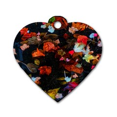 Leaves And Puddle Dog Tag Heart (two Sides) by okhismakingart