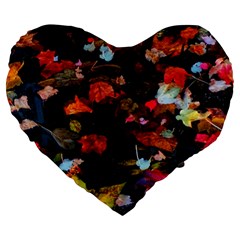 Leaves And Puddle Large 19  Premium Flano Heart Shape Cushions by okhismakingart