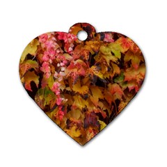 Red And Yellow Ivy Dog Tag Heart (one Side)
