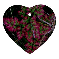 Pink-fringed Leaves Heart Ornament (two Sides) by okhismakingart