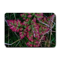 Pink-fringed Leaves Small Doormat  by okhismakingart