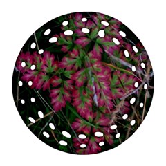 Pink-fringed Leaves Round Filigree Ornament (two Sides) by okhismakingart