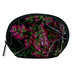 Pink-fringed Leaves Accessory Pouch (medium) by okhismakingart