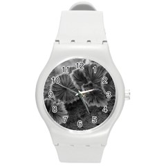 Tree Fungus Black And White Round Plastic Sport Watch (m)