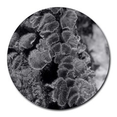 Tree Fungus Branch Vertical Black And White Round Mousepads by okhismakingart