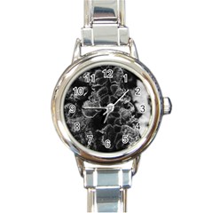 Tree Fungus Branch Vertical High Contrast Round Italian Charm Watch by okhismakingart