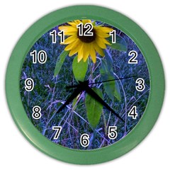 Blue Sunflower Color Wall Clock