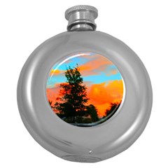 Neon Landscape Round Hip Flask (5 Oz) by okhismakingart