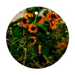 Sunflowers Round Ornament (two Sides) by okhismakingart